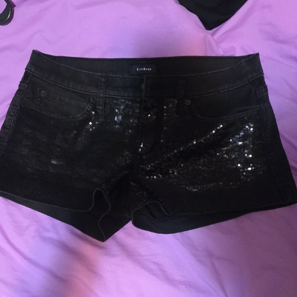 Bebe Black Sequin Women's Shorts